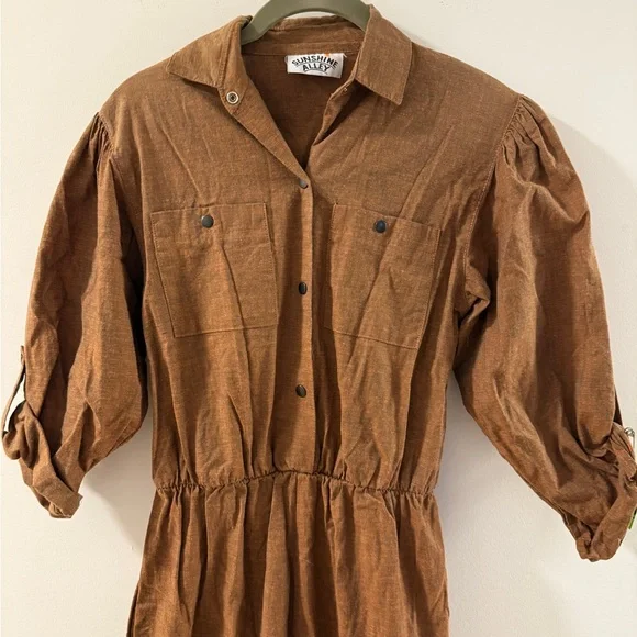 Brown Button-Up Jumpsuit - Picture 1 of 3